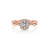 14k rose gold engagement ring with diamond twist band