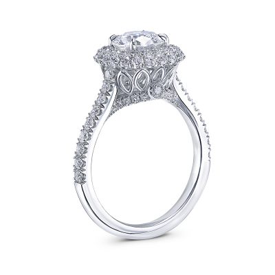 Diamond Halo Engagement Ring By Simone and Son
