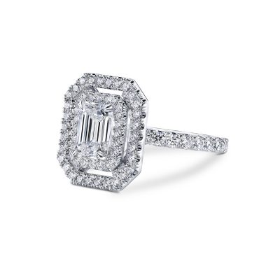 Emerald Cut Diamond Engagement Ring By Simone and Son
