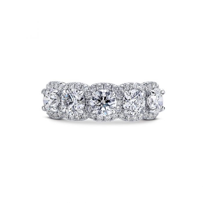 5 stone halo ring by Simone and Son Jewelers
