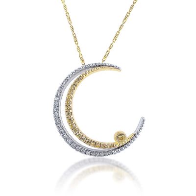 Yellow Gold Mooon Pendant By Simone and son jewelers