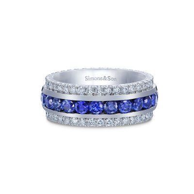 Sapphire and Diamond Eternity Band By Simone and Son
