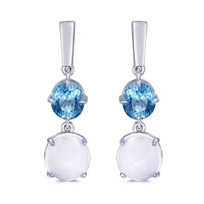 Moon Stone and Zircon Earrings by Simone and Son